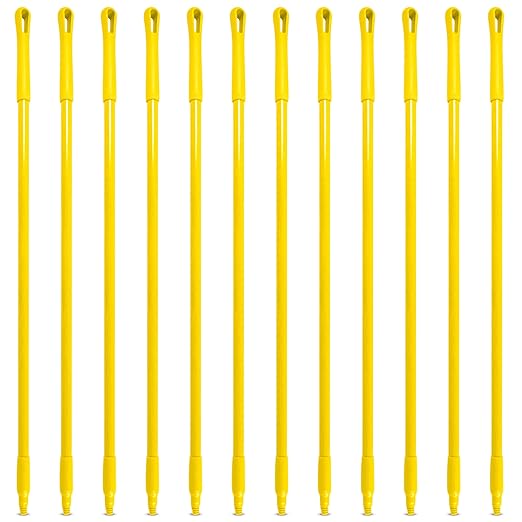 SPARTA 41225EC04 Fiberglass Broom Handle Mop Handle Replacement Handle With Acme Threaded Tip For Commercial Cleaning 48 Inches Yellow (Pack of 12)