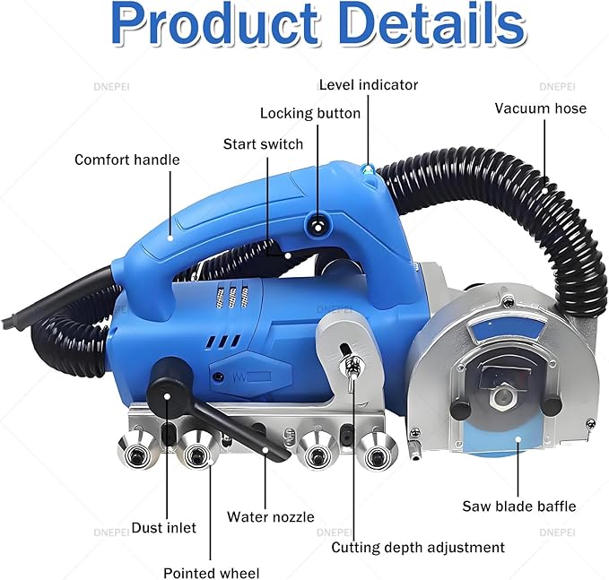 1200W Heavy-Duty Grout Removal Tool Professional 9000RPM Tile Joint Cleaner Machine with 100mm Diamond Blade for Renovation and Regrouting Projects Sawblade*5