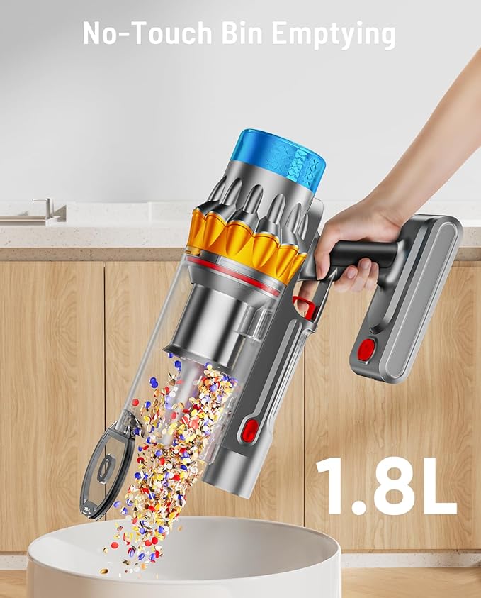 Cordless Vacuum Cleaner 650W 55KPA 70Min Powerful Vacuum Cleaners for Home Self-Standing Stick Vacuum Cordless Rechargeable/ Anti-Tangle/OLED Screen/1.8L Cup for Home Pet Hair/Carpet/Hardwood Floor