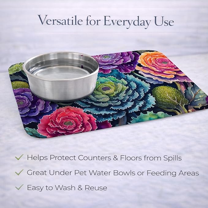 Caroline's Treasures DAC1449DDM Ornamental Kale in Color Dish Drying Mat Absorbent Dish Drying Mat Pad for Kitchen Counter Dish Drainer Mat for Countertop 14 x 21 Multicolor