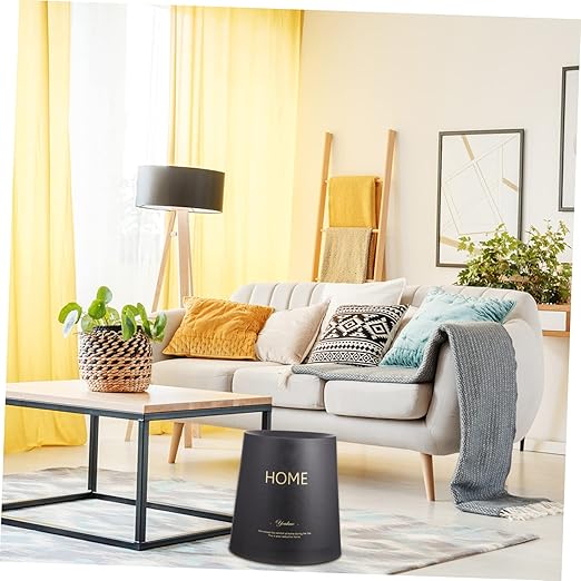 PRETYZOOM Lidless Round Trash Can Double-Layer Garbage Container for Bedroom Office and Bathroom Nordic Style Waste Basket Eco-Friendly Design Compact Black