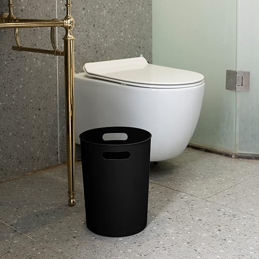 4 Pack Small Trash Can for Bathroom - 3 Gallon/12-Liter Wastebasket Round Plastic Garbage Container Bin for Bedroom Office Black.