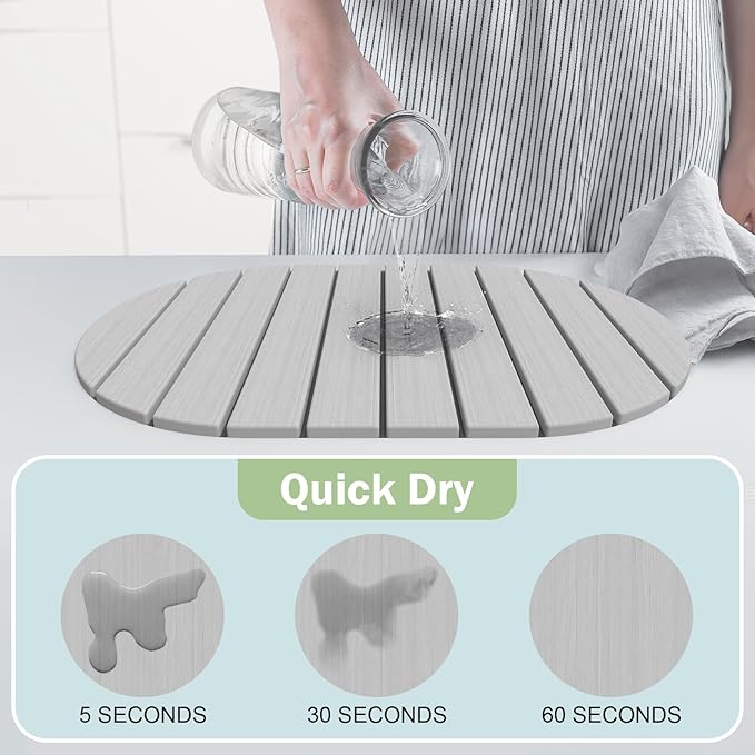 Stone Dish Drying Mat for Kitchen Counter24(L)×16(W) Collapsible Fast-Drying Diatomaceous Earth Mats with Towel Sanding ToolVersatile Stone Drying Mats for Cups Dishes Bottles