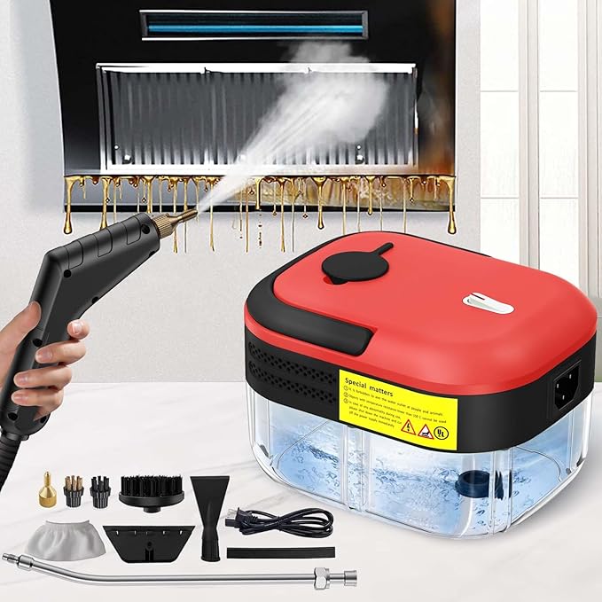 2500W Steam Cleaner for Home &amp Car 15s Heat-Up Handheld Steamer for Cleaning 1.2L Portable High Steam Cleaners 6-Level Steam Control with 14 pcs Accessories Kit for Car Floors Couches Grout