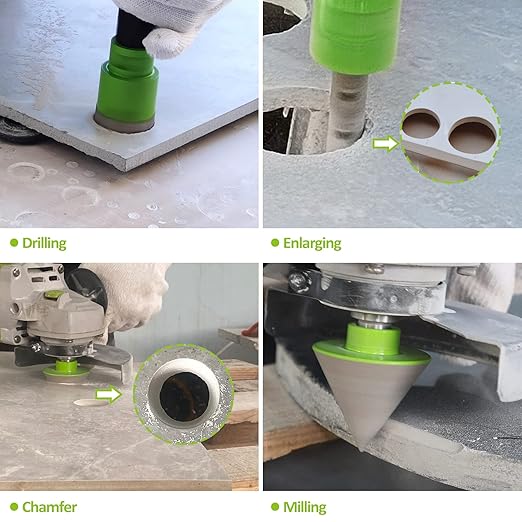 Diamond Core Drill Bits Set - 10pcs Tile Hole Saw Kit 6/8/10/25/35/50/65mm with 2 Diamond Beveling Chamfer Bits for Porcelain Ceramic Tile Granite Marble