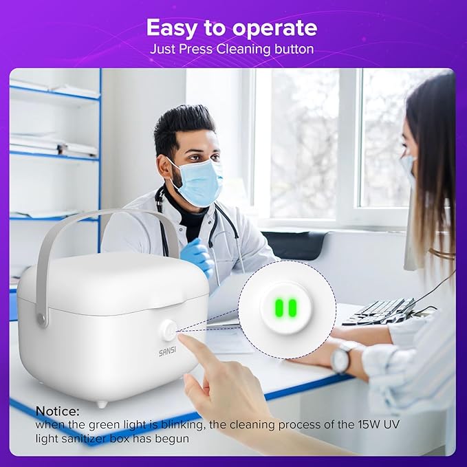 SANSI UV Light Sanitizer Box with 360° UVC Chips Sanitizes in 5 Minutes 5.1L Large Capacity Sanitizer for Baby &amp The Whole Family (15W)