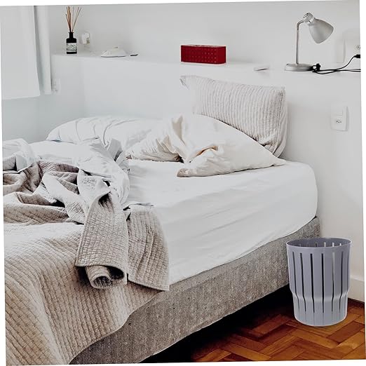 Uonlytech Small Grey Trash Can Without Lid Versatile Wastebasket for Office Bedroom Bathroom Material Easy to Clean Compact Design for Convenient Disposal