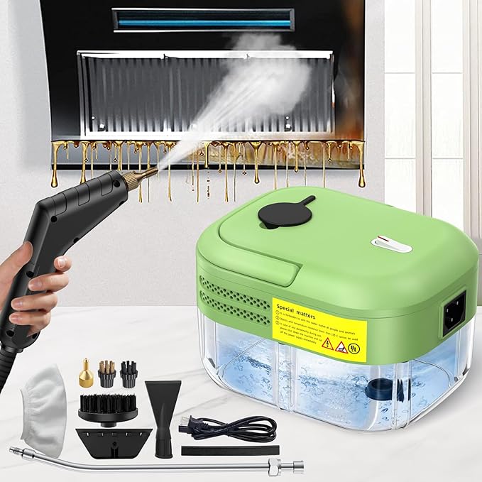 3BAR Steam Cleaner 2200W Handheld Steam Cleaner whit 8 Accessories for Home Use Fast Heat-Up in 12s 1.2L Water Tank Car-Portable Handheld Steamer for Cleaning Kitchen Bathroom Grout Car