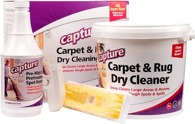 Capture Carpet Total Care Kit 400 - Home Couch and Upholstery Car Rug Dogs &amp Cats Pet Carpet Cleaner Solution - Strength Odor Eliminator Stains Spot Remover Non Liquid &amp No Harsh Chemical