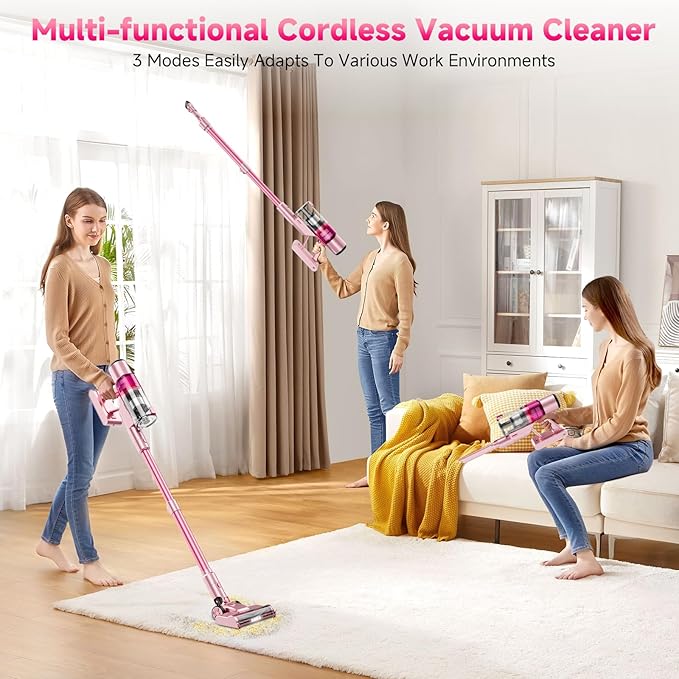 KIKETECH Vacuum Cleaner Self-Standing Touch Screen with LED Headlights Hard Floor &amp Pet Hair Multi-Accessories &amp Long Runtime v18