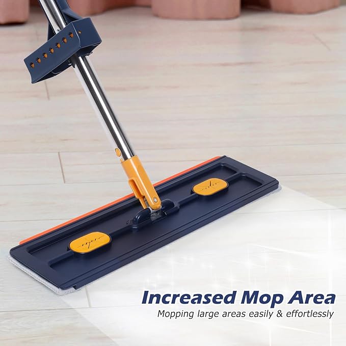 Large Flat Mop Cleaning Compartment No Wash Handheld Dust Mop for to Store Rotation for Efficient Floor Cleaning for All