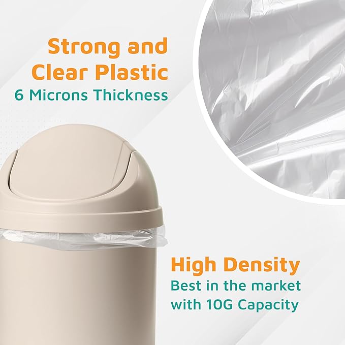 PlasticMill Heavy Duty Trash Bags - Clear Garbage Bags - Plastic Trash Bags - Kitchen Bathroom Office Garbage Bags Trash Can Liners - 7-10 Gallon Small Trash Bags 6 Microns 24x24 (1000-Count)