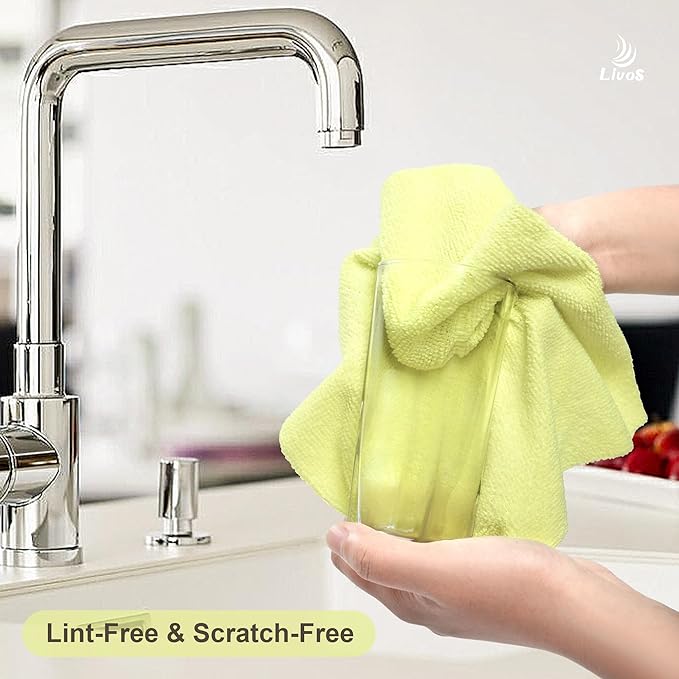 LIVOS Microfiber Cleaning Cloth Roll - 80 Pack Reusable Paper Towels Tear Away Towels Microfiber Towels for Cars Super Absorbent Lint Free Cleaning Rags for House Kitchen-Beige Yellow11.5x11.5