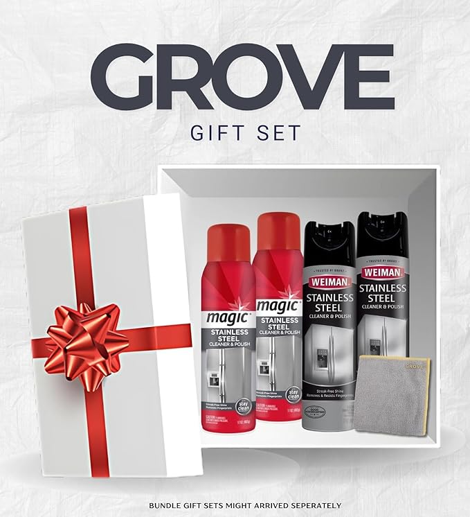 2x Stainless Steel Cleaner &amp Polish 17 oz Spray + 2x Weiman Stainless Steel Cleaner and Polish Bundle with Microfiber Towel – Cleans Polishes and Protects Surfaces – Gift Set (5 Items)