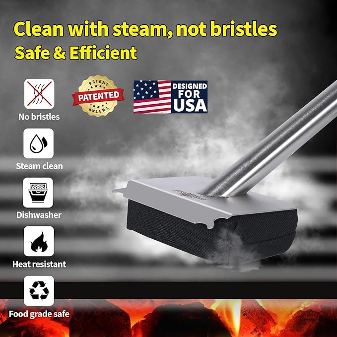 Grill Brush Bristle Free(Only Replaceable Cleaning Head No Grill Brush)-Black