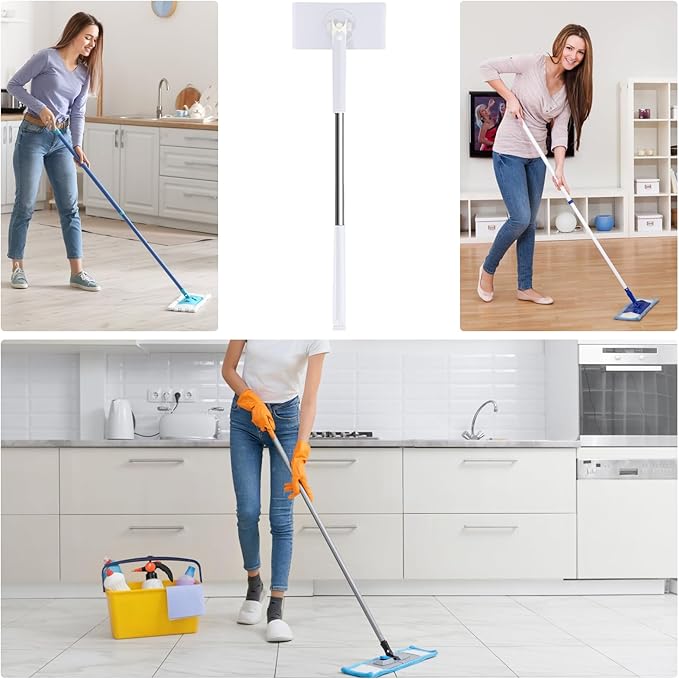 Swift Clean Mop – Microfiber Mop Flat Dust Mop Lightweight Floor Cleaning Towels | 18×6 in Size Lightweight Design Ergonomic Handle Reusable Washable Pads Ideal for Laminate Tile and Vinyl