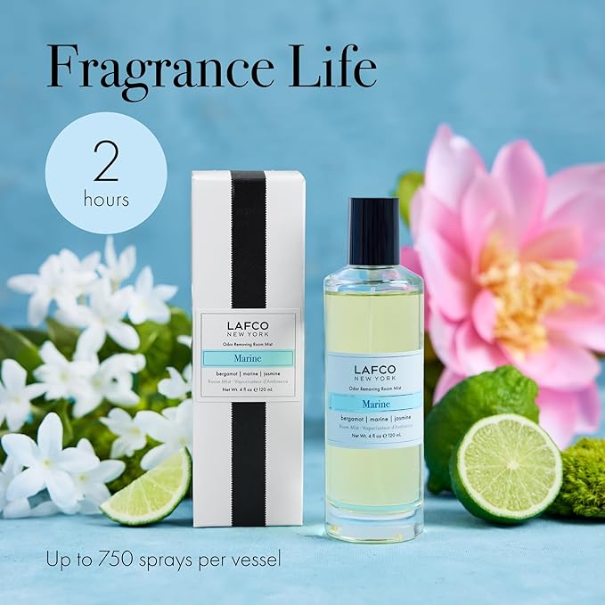 LAFCO New York Odor Removing Room Mist Marine - 4 oz - Eliminates Unpleasant Scents &amp Provides Luxurious Fragrance - Up to 750 Pump Sprays Per Bottle - Made in the USA