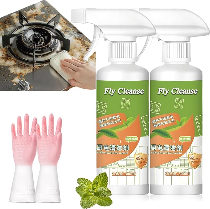 Spray 2026 New Electrolyzed Ion Kitchen Cleaner Spray Natural Enzyme Formula Liquid Cleaner for Kitchen Oven Stove Microwave 300ml (2pcs)