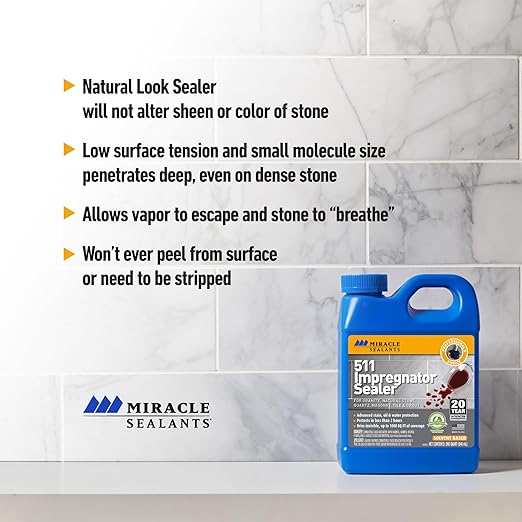 Miracle Sealants 511 Impregnator Advanced Penetrating Sealer for Countertops Stone Tile &amp Grout Quart