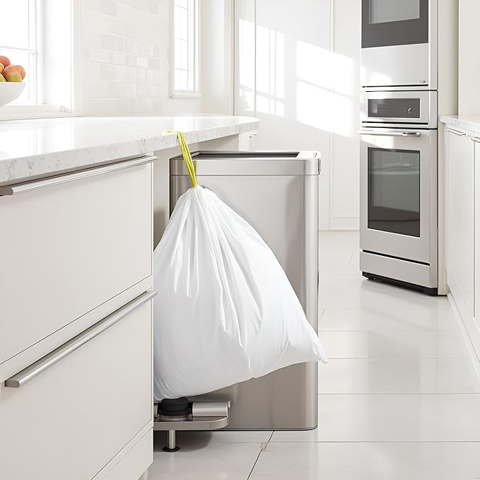 Trash Bags 30 Count White Drawstring Waste Bags | Leak-Resistant Tear-Resistant Unscented | For Bathroom Office Bedroom Bins(23.6×27.3in)