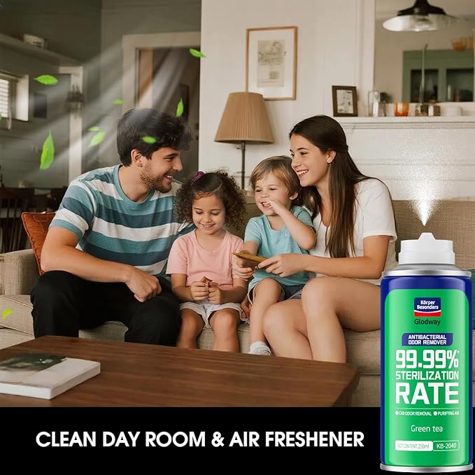 Glodway Air RefresherOdor Eliminator Remover SprayOdor RemoverGreen Tea Long-Lasting Scent For HomeCouchMattressFurniture bathroomFabrics &amp Trash6 Ounce4 pack