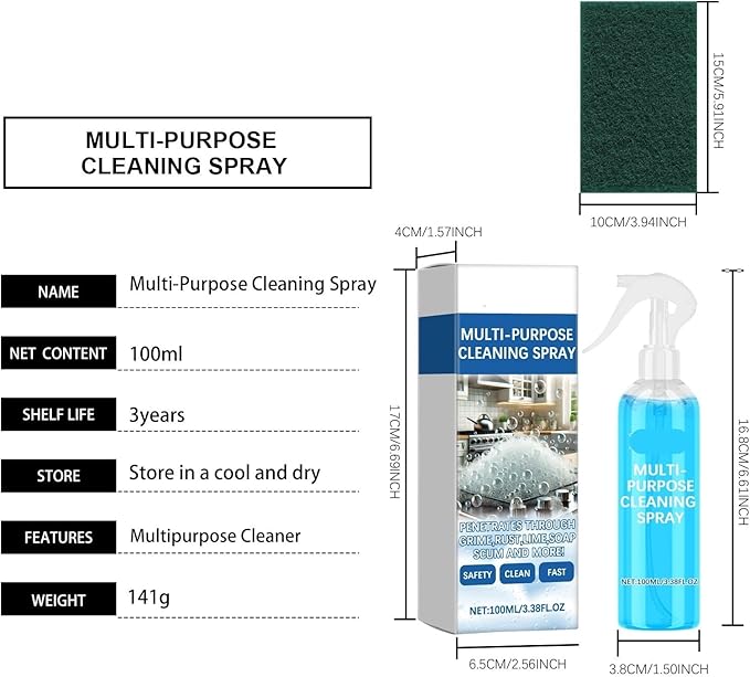 Multi-Purpose Foam Cleaner Powerful Stain Remover For Various Surfaces Deodorizing Residue-Free Portable Cleaning Solution(3PCS)