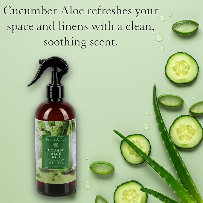 Abbey &amp Sullivan Linen Spray Cucumber Aloe Fabric Freshener and Fragrance Room Spray Pack of 2 16 oz