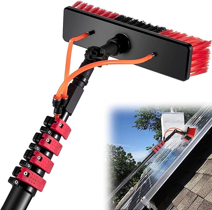Solar Panel Cleaning Kit with 3.6 10.8m Water Fed Window Cleaning Pole Outdoor Window Cleaner for Window Glass and Solar Panels