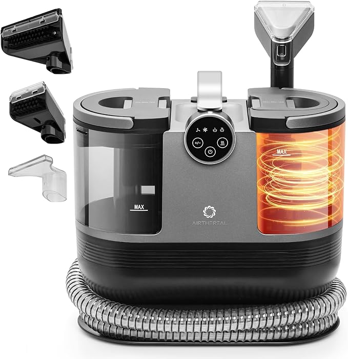 Airthereal S1 Carpet Cleaner Machine Instant Heating Portable Upholstery Spot Cleaner Shampooer Machine with Self-Cleaning 14 Kpa Stain Remover Deep Cleaner for Pets Stairs Car Seat and Couch
