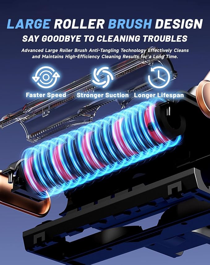 Vacuum Osmo Provacuum – 15000pa Powerful Suction 140° Wide-Green Light Dust Reveal Folding Vacuum Cleaner Anti-Tangle Roller LED Display Vacuum &amp Mop 2-in-1 Whole House Cleaning (White)