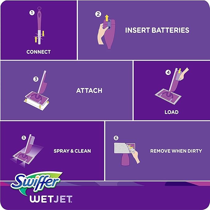 Swiffer WetJet Hardwood Floor Cleaner Spray Mop Pad Refill Multi Surface 12 Count (Packaging May Vary) (Pack of 4)
