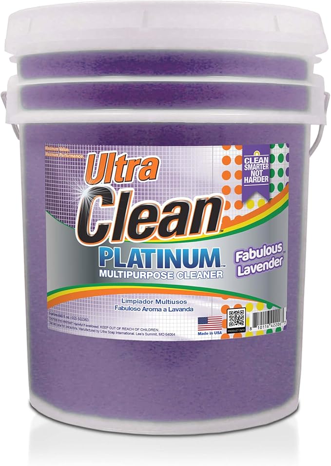 Ultra Clean Platinum Multipurpose Cleaner Non-Abrasive and Bleach-Free for Kitchen Counters Bathroom Floors and Garage Spaces Lavender 5 Gallons