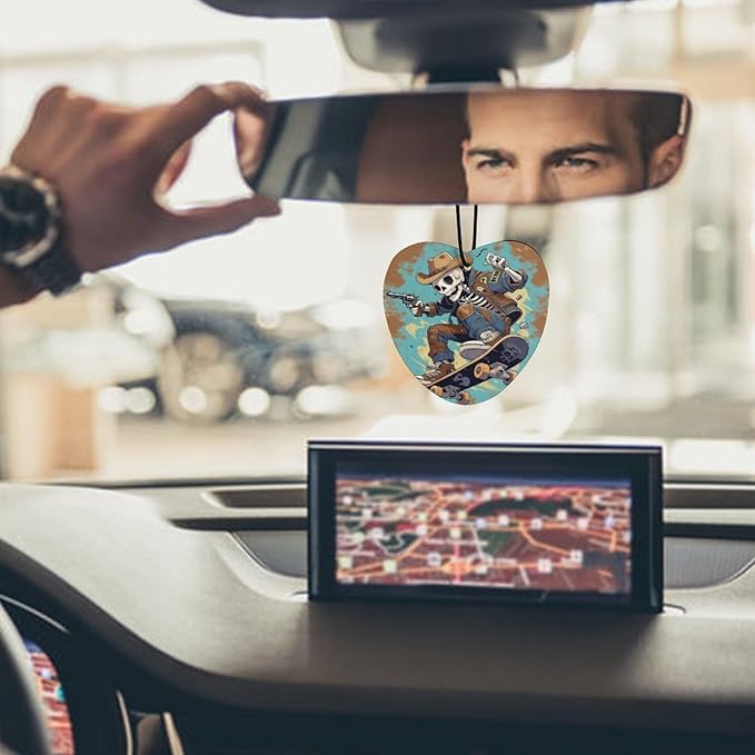 5PCS Car Air Freshener Hanging Personalized Double Sided Skull Cowboy Car Fresheners Long Lasting New Cars Scents Cute Automotive Freshies for Closets Drawers (tea)