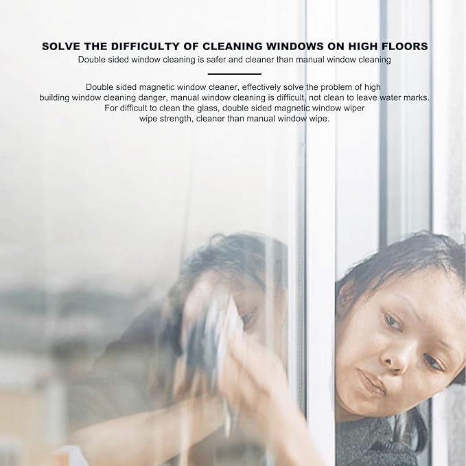 Magnetic Window Wiper Cleaner Double Sided Magnetic Window Brush Effort Saving Magnetic Glass Wiper Adjustable Double-Side Glass Cleaning Accessory