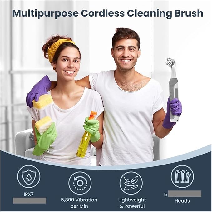 Fit for Cordless Electric Power Scrubber - Versatile Cleaning Brush with 5 Attachments for Home Use