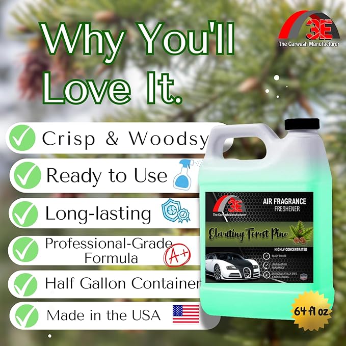 3E Car Air Freshener Concentrate – 64 oz – Professional Automotive Fragrance – Multiple Scents (Pine)
