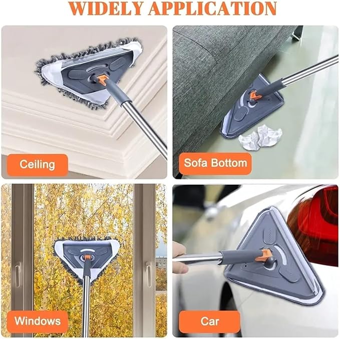Compatible for 1Set Wall Cleaner Mop with Handle Adjustable Ceiling Cleaning Cloth 360 Rotating Dust Reusable Tool