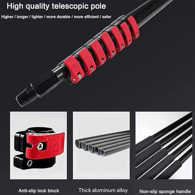 Telescopic Window Cleaner Window Cleaning Pole Water Fed Pole KitWindow Cleaning Brush Solar Panel Cleaning Tool Telescopic Brush Extendable Cleaner Water Fed Brush Spray Washer for Window (Color :