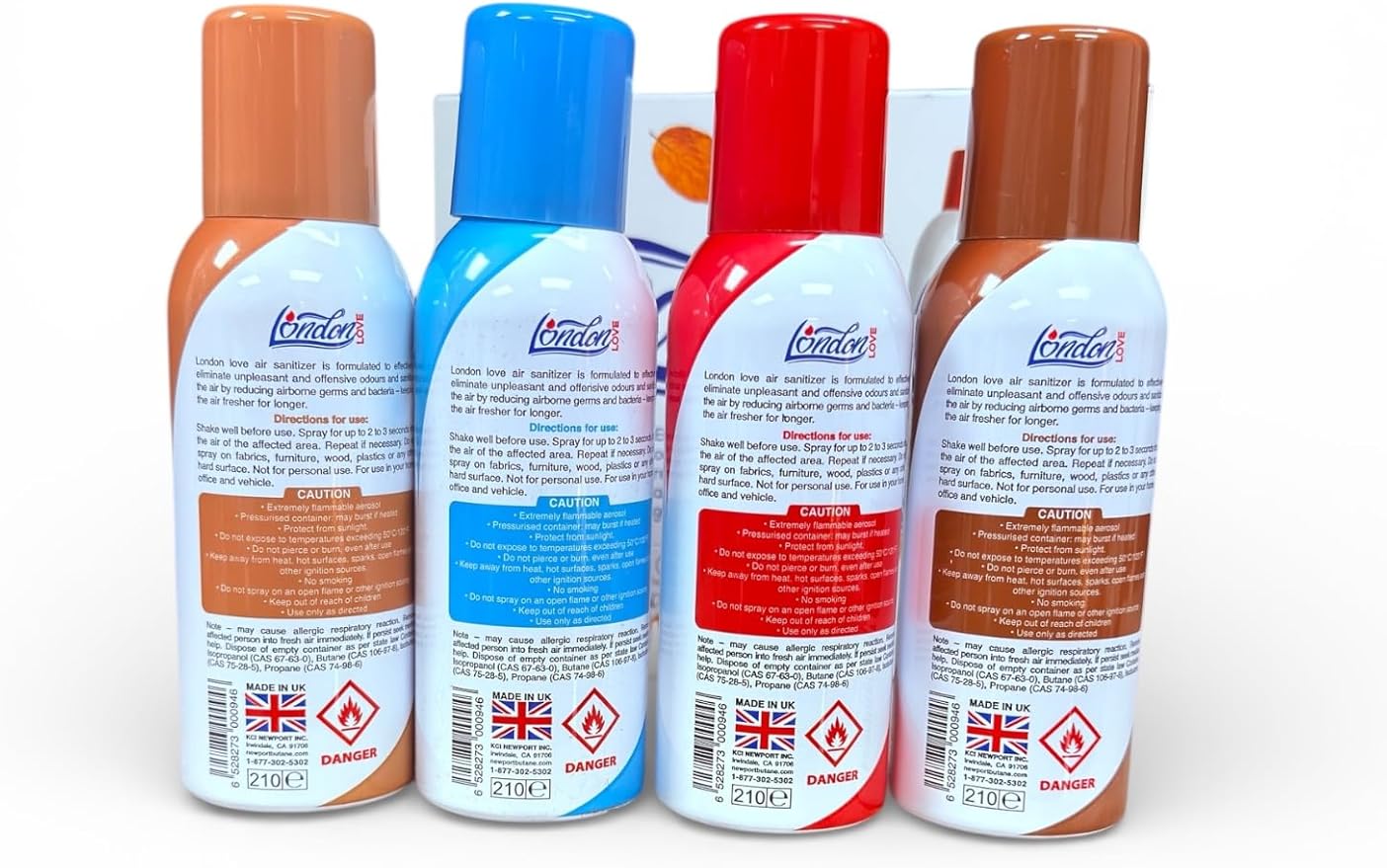 London Love Air Freshening Spray – (12 Count 4 Scents) Features 3 of each scent (Ocean Splash Anti Tobacco Cranberry Vanilla) – Odor Eliminator for Home Car Office &amp More