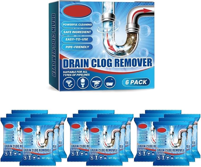 Household Drain Cleaner Powder Quickly Dissolves Hair Grease Clogs In 30 Minutes Suitable For All Standard Pipes(3 boxes)