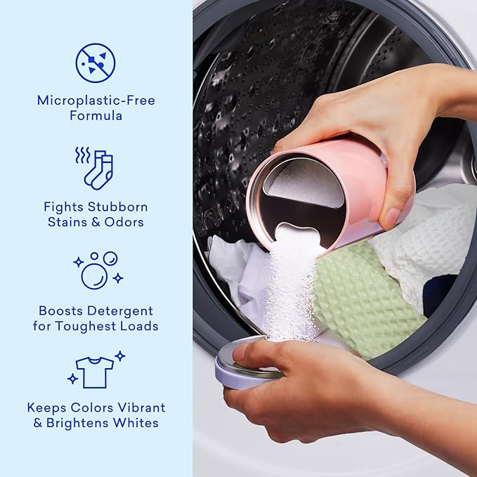BLUELAND Oxi Laundry Booster Powder with Tin Starter Set Fragrance Free &amp Clear 25 Loads 17.6 oz Plastic-Free Eco Friendly Oxy Cleaner Stain Remover