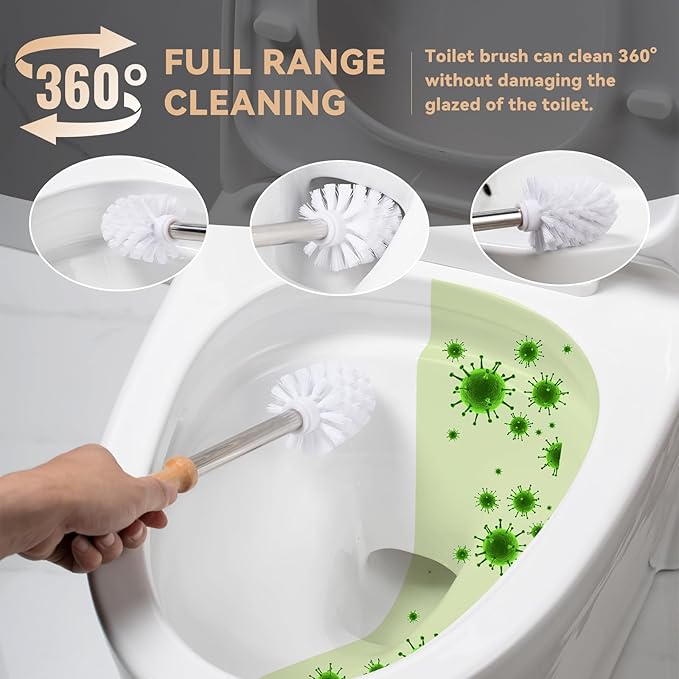White Toilet Brush and Holder SetCute Duck Bathroom Decor Non-Slip Handle Toilet Bowl Brush Practical Bathroom Accessories Cleaning Tools Set