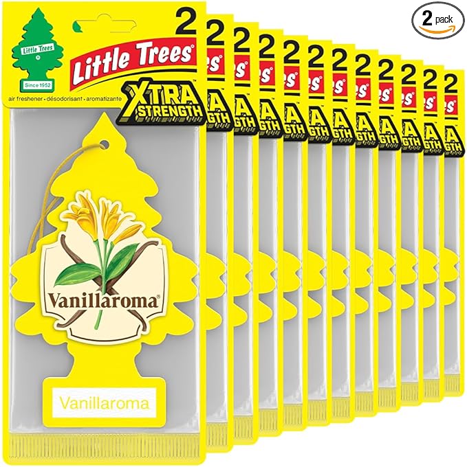 LITTLE TREES Car Air Freshener | Xtra Strength Provides Long-Lasting Scent for Auto or Home | Extra Boost of Fragrance | Vanillaroma 24 Air Fresheners