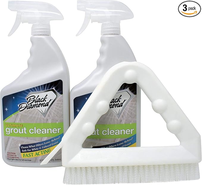 Ultimate Grout Cleaner for Tile Floors — Acid-Free Deep Cleaner Removes Grease Dirt &amp Soap Scum Without Damaging Grout — Safe for Marble and All Natural Stone (2-QTS W Brush)