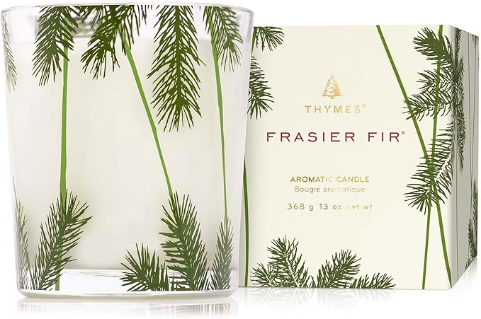 Thymes Frasier Fir Pine Needle Candle – Holiday Candles for Home Scented with Notes of Crisp Siberian Fir Cedarwood &amp Sandalwood – Christmas Decor – Christmas Gifts for Women &amp Men (13 oz)