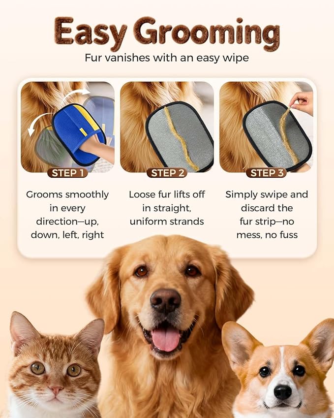 Pet Hair Removal Glove Upgraded Thickened Pet Hair Remover Glove for Cats &amp Dogs Reusable Powerful Cat Grooming Gloves Pet Hair Remover Tool for Clothing Couch Furniture Car Seats