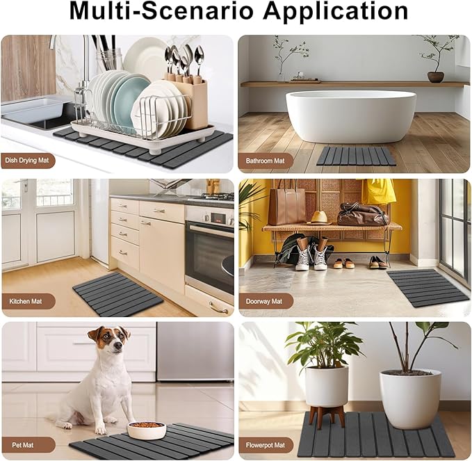 Stone Drying Mat for Kitchen Counter24x16 Large Dish Drying MatStone Bath MatQuick Drying Fast Absorbent Diatomaceous Drying Matt Kitchen Counter for Dishes Bottles Cups Bathroom Any Countertop