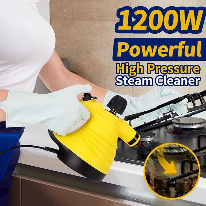 Handheld Steam Cleaner with 12pcs Accessories &amp Safety LockMulti-Purpose &amp Powerful Home Use Pressurized Steamer for CleaningCar Bathroom Shower Upholstery Grout Window Grime Grease