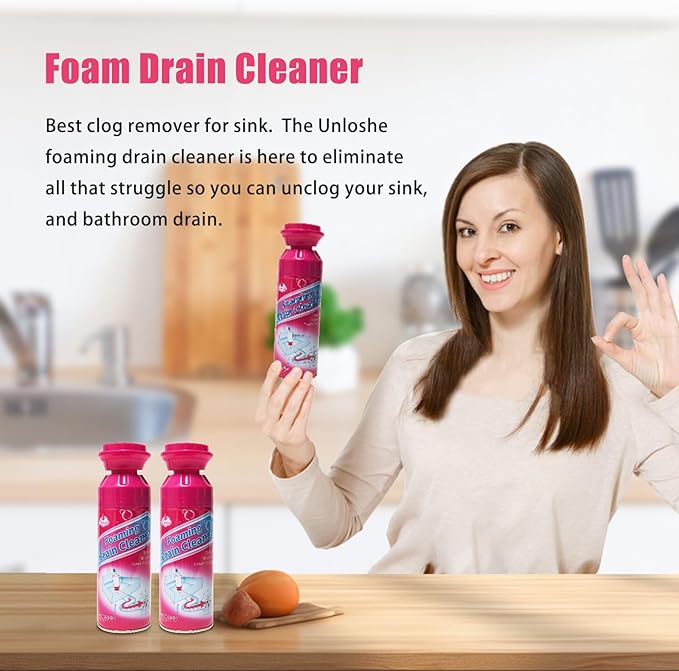 Drain Cleaner Foaming Drain Cleaner and Deodorizer Drains Clog Remover for Bathroom Sinks Washbasin Tubs (2 PCS)