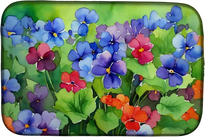 Caroline's Treasures DAC1648DDM Illinois Violet in Watercolor Dish Drying Mat Absorbent Dish Drying Mat Pad for Kitchen Counter Dish Drainer Mat for Countertop 14 x 21 Multicolor
